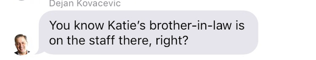 Kovacevic’s text in a group chat